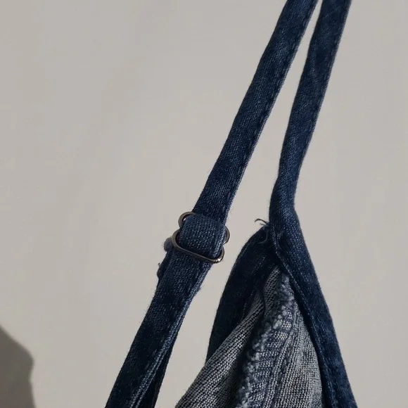 Denim Sleeveless Strappy Mini Dress Button Down Details Bodycon Juniors Large - Picture 5 of 8